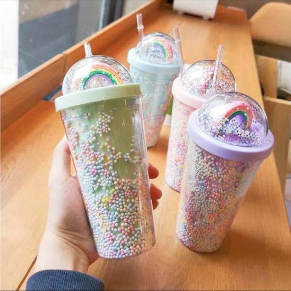 🌈 Kawaii Cute Rainbow & Cat Ear Tumbler
Cups With Straw & Lid - Picture 13 of 16